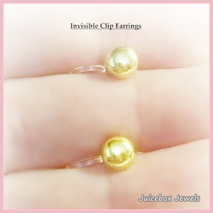 Invisible 6mm Gold Plated Lightweight Clip On Button Stud Non-Pierced Earrings , Handmade to Order #Y641