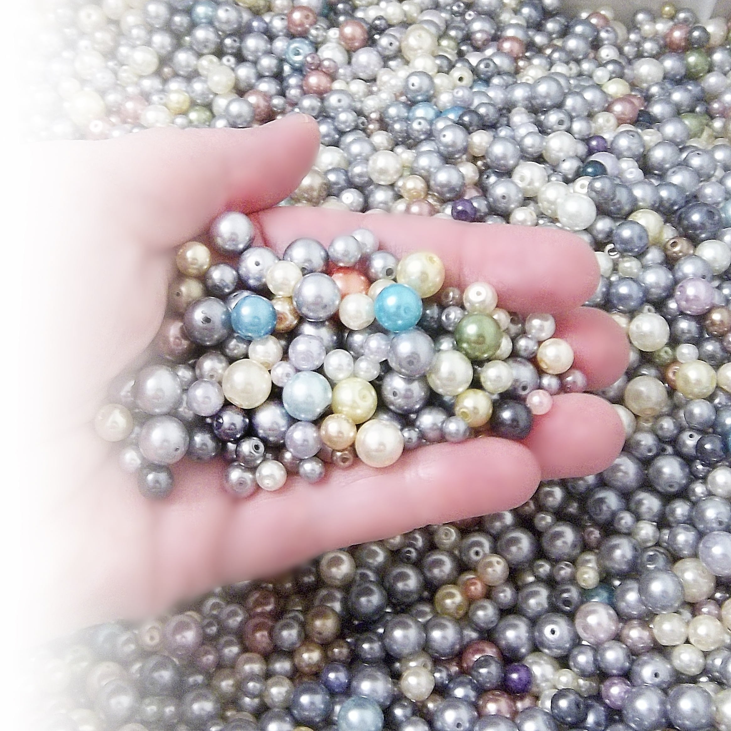 Glass Faux Pearl Mix1/2 Pound 8 ozAssorted Sizes 3 mm to 8 Etsy