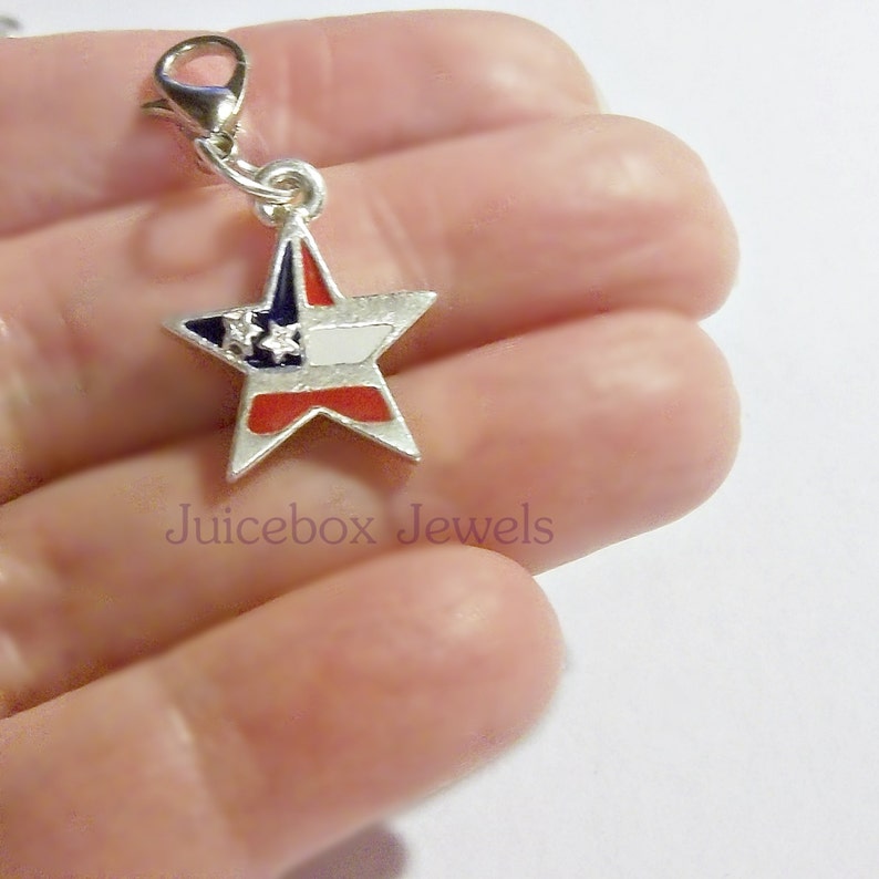 Zipper Pull,Shoes #Y148 Silver Plated Dangle Charm Marker,Pet Tags Star American USA FLAG Enamel Clip-on Lobster Clasp Link Bracelets