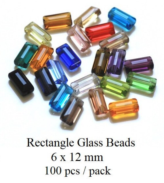 100pcs/lot Rectangle Loose Glass Beads High Quality Size 6 x Etsy