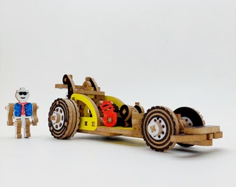 Racing Car idea, wooden toys kit, Gift for Teenagers, Vehicle Car model, Wooden Toys for Children, DIY 3d Wooden Model Kit, constructor toys