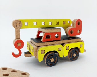 mini car Crane Truck, Wooden Toys for Children, Vehicle Car model, Gifts for Kids, Gifts for Boys, constructor toys, Vehicle Car model