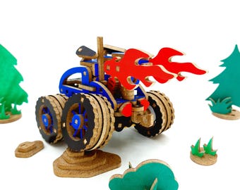 Monster Truck RABBIT GO, Wooden Toys for Children, Car for Kids, constructor toys, Wood Vehicle Kits, Vehicle Car model, Gift for Teenagers