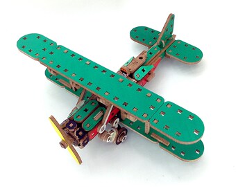 Airplane, Two Pilots, constructor toys, wooden toys kit, DIY 3d Wooden Model Kit, Gifts for Boys, Gifts for Friends, Father's Day Gifts