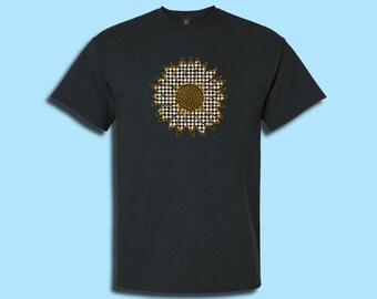 Houndstooth Sunflower Adult Unisex Cotton T-Shirt