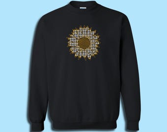 Houndstooth Sunflower Adult Unisex Crewneck Sweatshirt