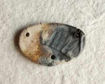 Smoked fired ceramic pendant, terra sigillata, handmade