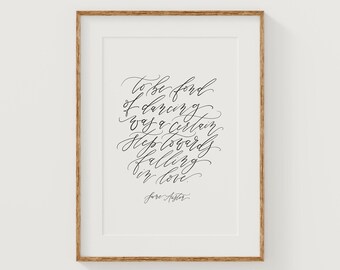 Stolz und Vorurteil Print: Jane Austen Kalligraphie Wandkunst (Digitaler Download)