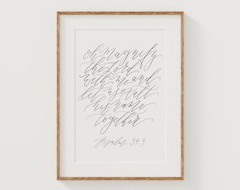 Psalm 34 Kalligraphie Print: Christliche Schrift Wandkunst (Digitaler Download)