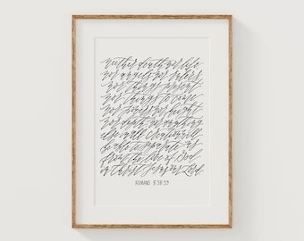 Römer 8 Schrift Kalligraphie Kunstdruck: Christliche Wohnkultur (Digitaler Download)