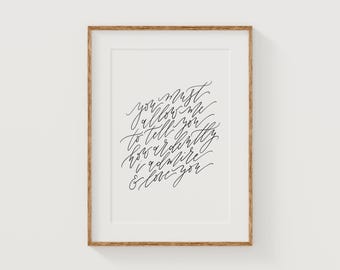 Stolz und Vorurteil Kalligraphie Druck: Jane Austen Zitat (Digitaler Download)