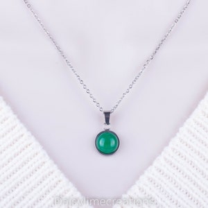 Jade Necklace Green Jade Pendant Silver Necklace Dainty Minimalistic Necklace Gift For Her