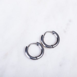 Silver Hoops Hypoallergenic Hoop Earrings Unisex Hoop Earrings Huggie Hoops  8mm Hoops minimalistic hoops small hoop earrings pair