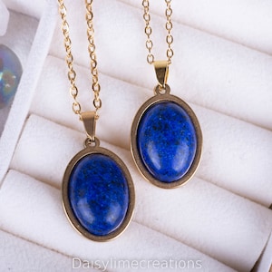 Lapis Lazuli Pendant Necklace Lapis Lazuli Necklace Gift Gold Plated Ladies Necklace Gift For Her