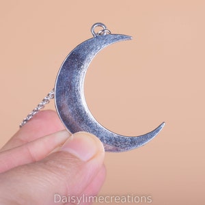 Crescent Moon Necklace Silver Moon Necklace Stainless Stainless Chain Unisex Necklace Large Silver Crescent Moon Pendant lunar Pendant