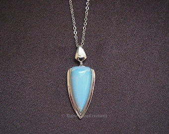 Opalite Necklace Opalite Pendant Unisex Necklace Men's Necklace Stainless Steel Chain Necklace