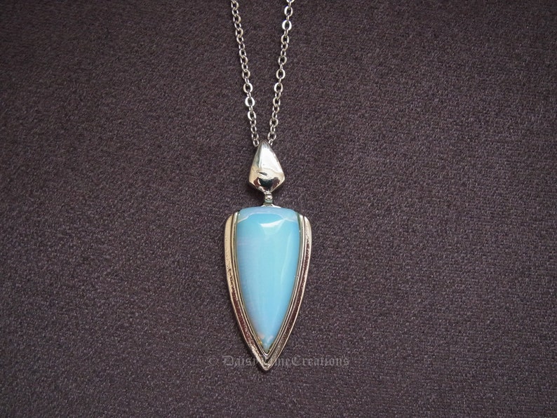 Opalite Necklace Opalite Pendant Unisex Necklace Men's Necklace Stainless Steel Chain Necklace image 1