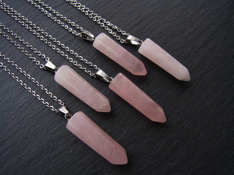 Rose Quartz Necklace Rose Quartz Pendant Necklace Bohemian Necklace Reiki Healing Chakra Yoga Jewellery Meditation Necklace Gift