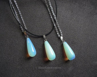 Opalite Necklace Opalite Pendant Stainless Steel Chain or Vegan Cord Necklace Ladies Gift