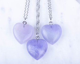 Lavender Amethyst Heart Necklace Heart Pendent Amethyst Necklace Wife Gift Friendship Gift Girlfriend Gift Heart Necklace Mum Gift