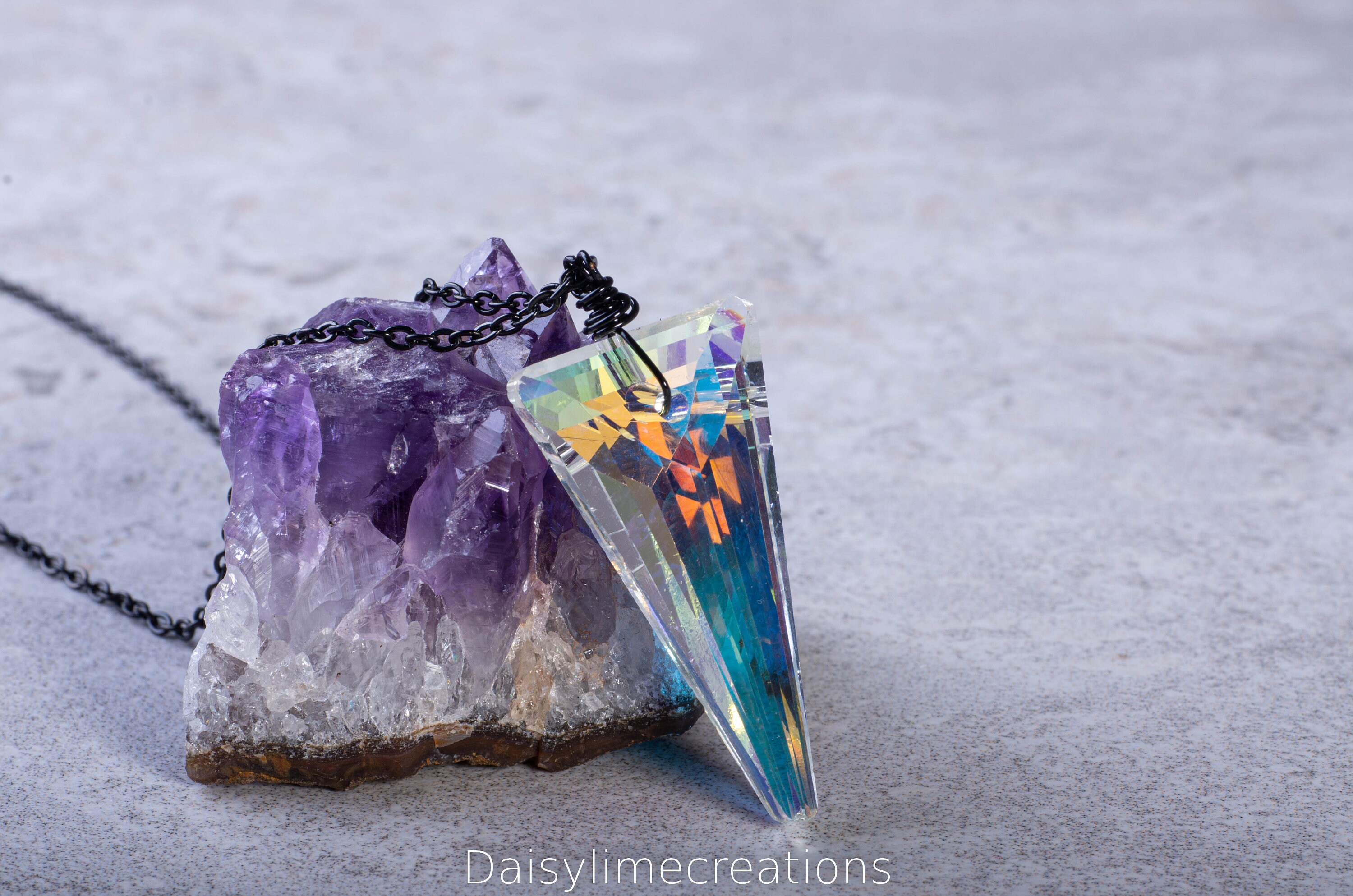 Crystal Pendant Triangle Necklace Sun Catcher Necklace Wolf Etsy UK