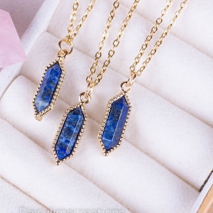 Lapis Lazuli Necklace Gemstone Necklace Gold Plated Chain Necklace Lapis Lazuli Pendant Gift For Her Minimalistic Necklace 18K Gold Plated
