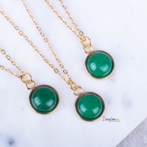 Jade Necklace Green Jade Pendant Gold Plated Necklace Dainty Minimalistic Necklace Gift For Her