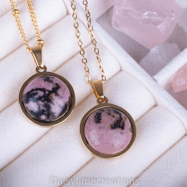 Rhodonite Necklace - Etsy