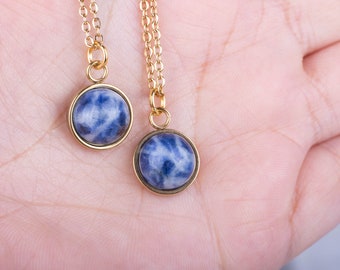 Sodalite Necklace Sodalite Pendant Gold Plated Necklace Dainty Minimalistic Necklace Gift For Her