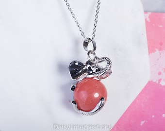 Elephant Necklace Silver Elephant Necklace Cherry Quartz Elephant Necklace