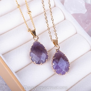 Amethyst Necklace Gold Plated Necklace Amethyst Pendant Gemstone Necklace Ladies Necklace Gift For Her