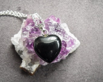 Black Onyx Heart Pendant Necklace Small Heart Pendant Dainty Heart Necklace Ladies Gift