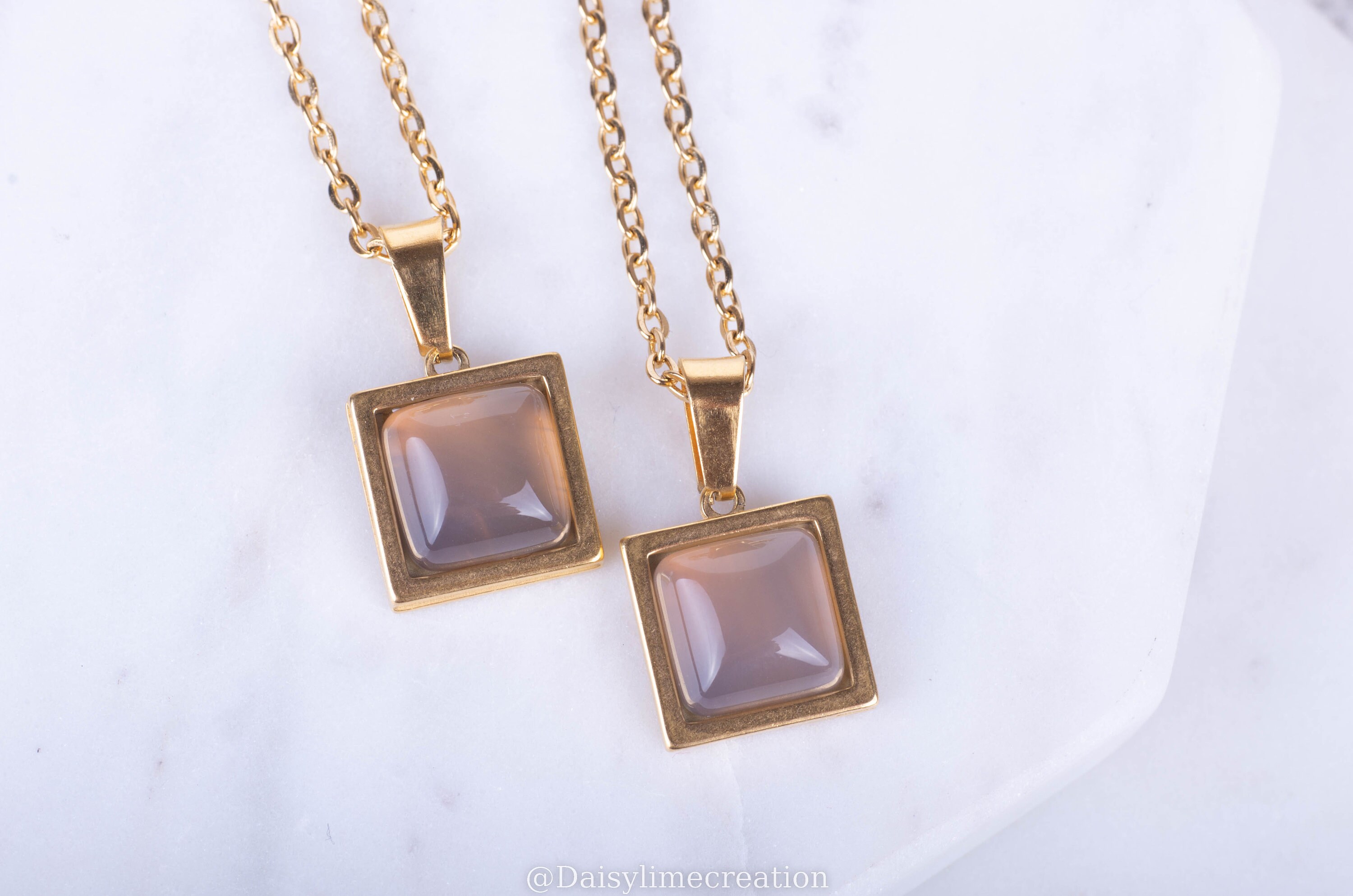 Grey Onyx Necklace Onyx Pendant Gold Plated Necklace Ladies Gift Minimalist Necklace Stacking Layering Necklace