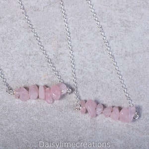 Rosenquarz Bar Halskette Silber Layered Halskette Rosenquarz Choker Halskette Crystal Choker Silber