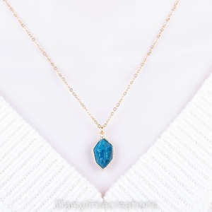 Apatite Necklace 18K Gold Plated Necklace Apatite Gemstone Necklace Gift For Her