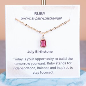 Birthstone Necklace July Birthstone Necklace Ruby Crystal Necklace Ladies Birthstone Gold Plated Birthstone Gift For Her