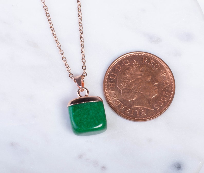 Jade Pendant Jade Necklace Green Jade Necklace Rose Gold Plated Necklace Minimalistic Necklace Semi Precious Necklace Ladies Gift image 6