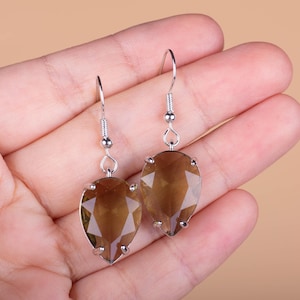 Brown topaz crystal earrings gold plated/silver plated earrings dangle drop earrings gift for her Valentine’s Day Gift