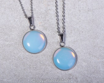 Opalite Necklace Satellite Chain Necklace Opalite Pendant Unisex Necklace Chakra Meditation Jewellery Gift