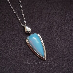 Opalite Necklace Opalite Pendant Unisex Necklace Men's Necklace Stainless Steel Chain Necklace image 4
