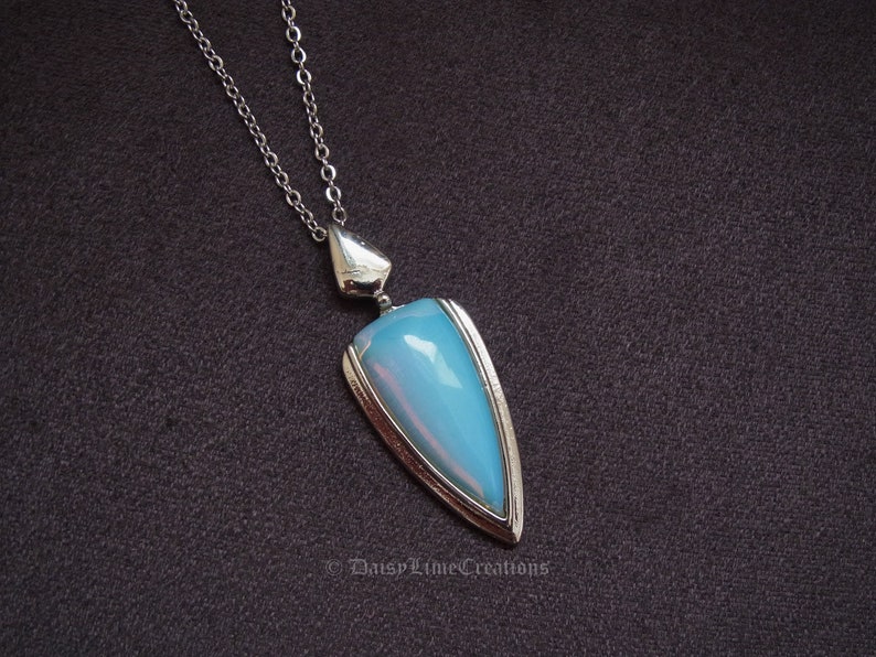 Opalite Necklace Opalite Pendant Unisex Necklace Men's Necklace Stainless Steel Chain Necklace image 4