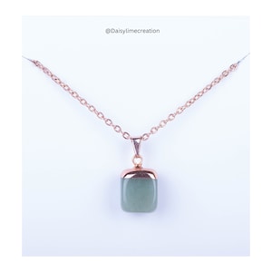 Aventurine Pendant Aventurine Necklace Rose Gold Plated Necklace Minimalistic Necklace Semi Precious Necklace Ladies Gift