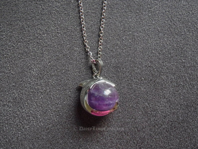 Dolphin Pendant Necklace Amethyst Healing Chakra Healing Necklace Bohemian Jewellery Meditation Necklace Gift