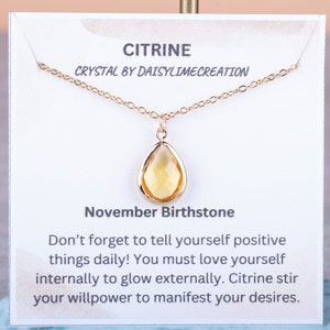 November Birthstone Necklace /Birthstone Necklace /Citrine Necklace/ Gold Plated Necklace Birthstone Gift/ Gift For her