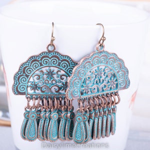 Bohemian Earrings Turquoise Earrings Dangle Drop Ethnic Earrings Bohemian Jewellery Gift for her