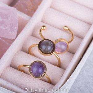 Bagues femme Bagues améthyste Bagues pierres précieuses Bagues plaqué or Bagues réglables