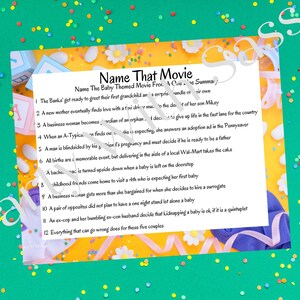Movie Trivia Game - Baby Shower - Instant Download - Print At Home - Family Friendly