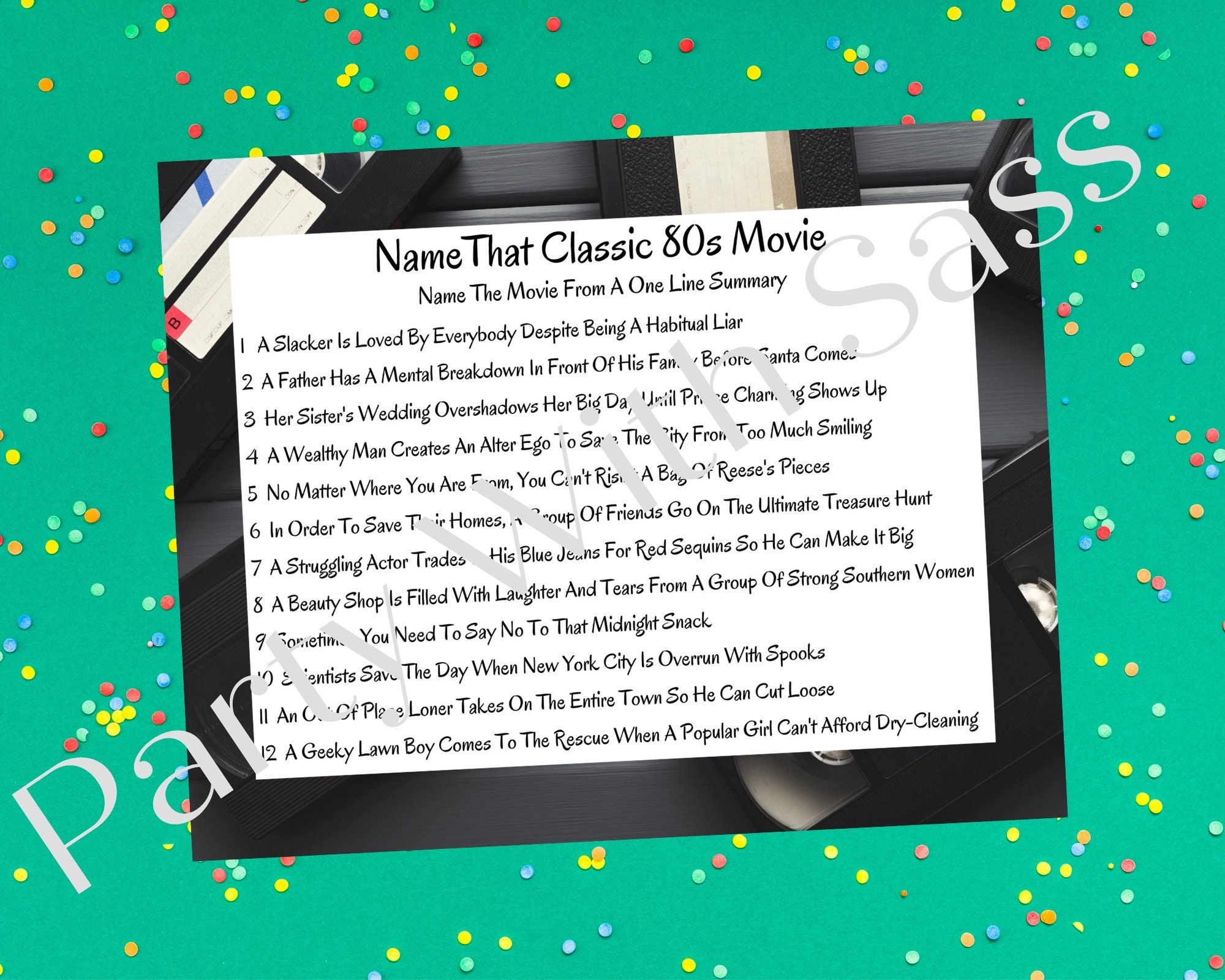 1980s Move Trivia Game Party Game Retro Party Flashback Etsy