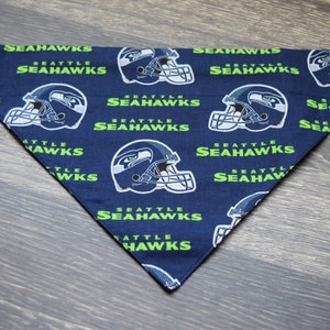Handmade Reversible Seattle Seahawks Dog Slide Collar Bandana