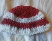 Babys first christmas hat, crochet baby hat,  crochet red and white hat, 1 to 3 month baby hat, baby boy hat, baby girl hat, christmas hat
